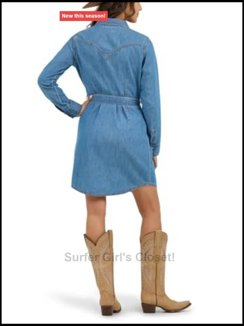 Wrangler Denim Snap Dress Long Sleeve Western Retro A-Line